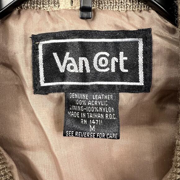 VINTAGE•NWT |•VAN CORT•| Retro Suede + Knit Collared Tan Jacket Size M - Picture 10 of 11